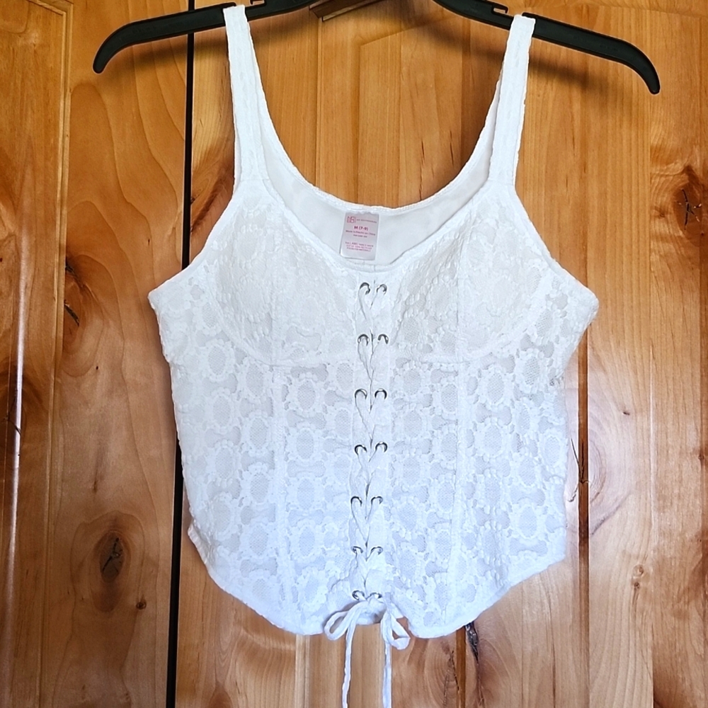 White Lace-Up Women's Top